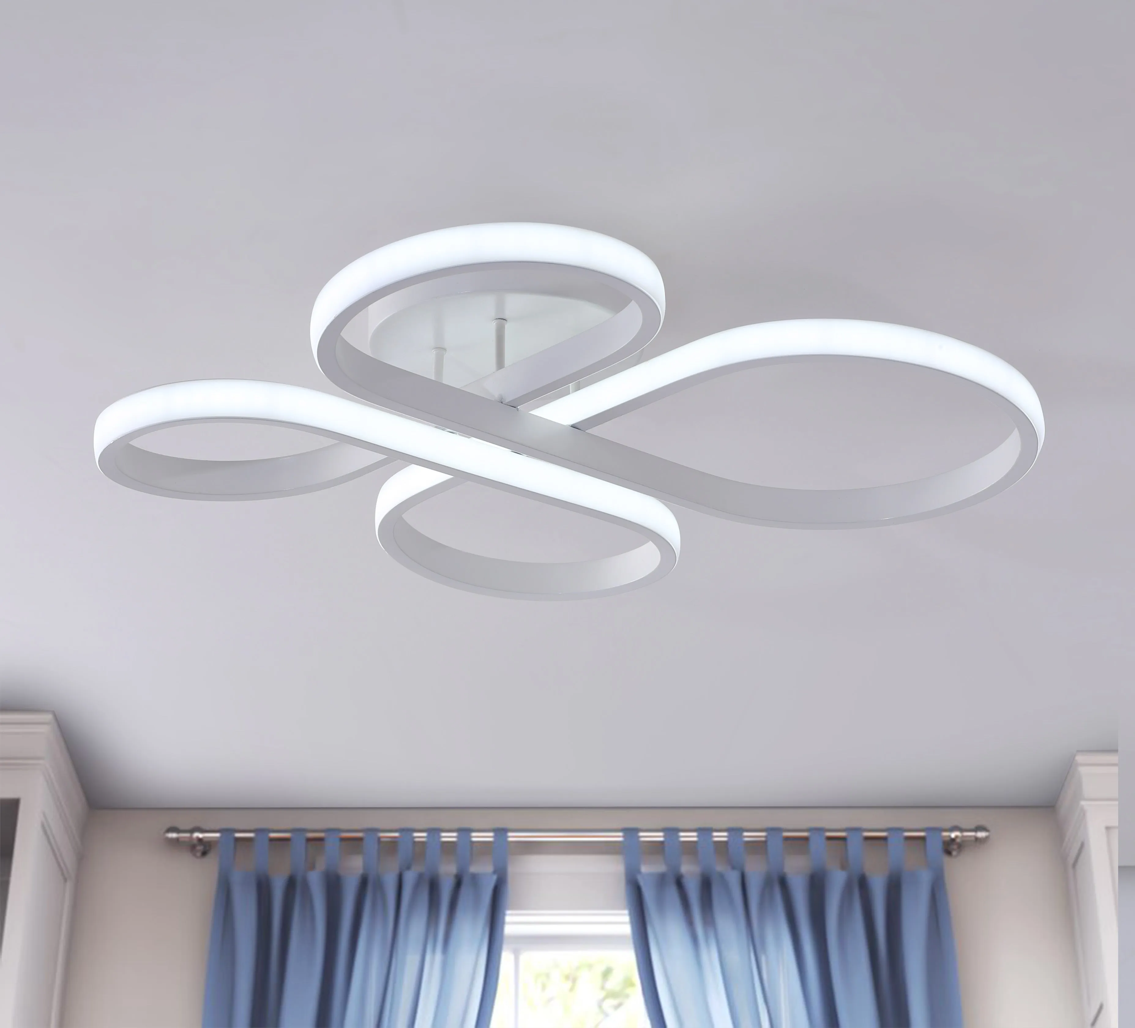 1-Light Concise LED Semi-Flush Mount Lighting