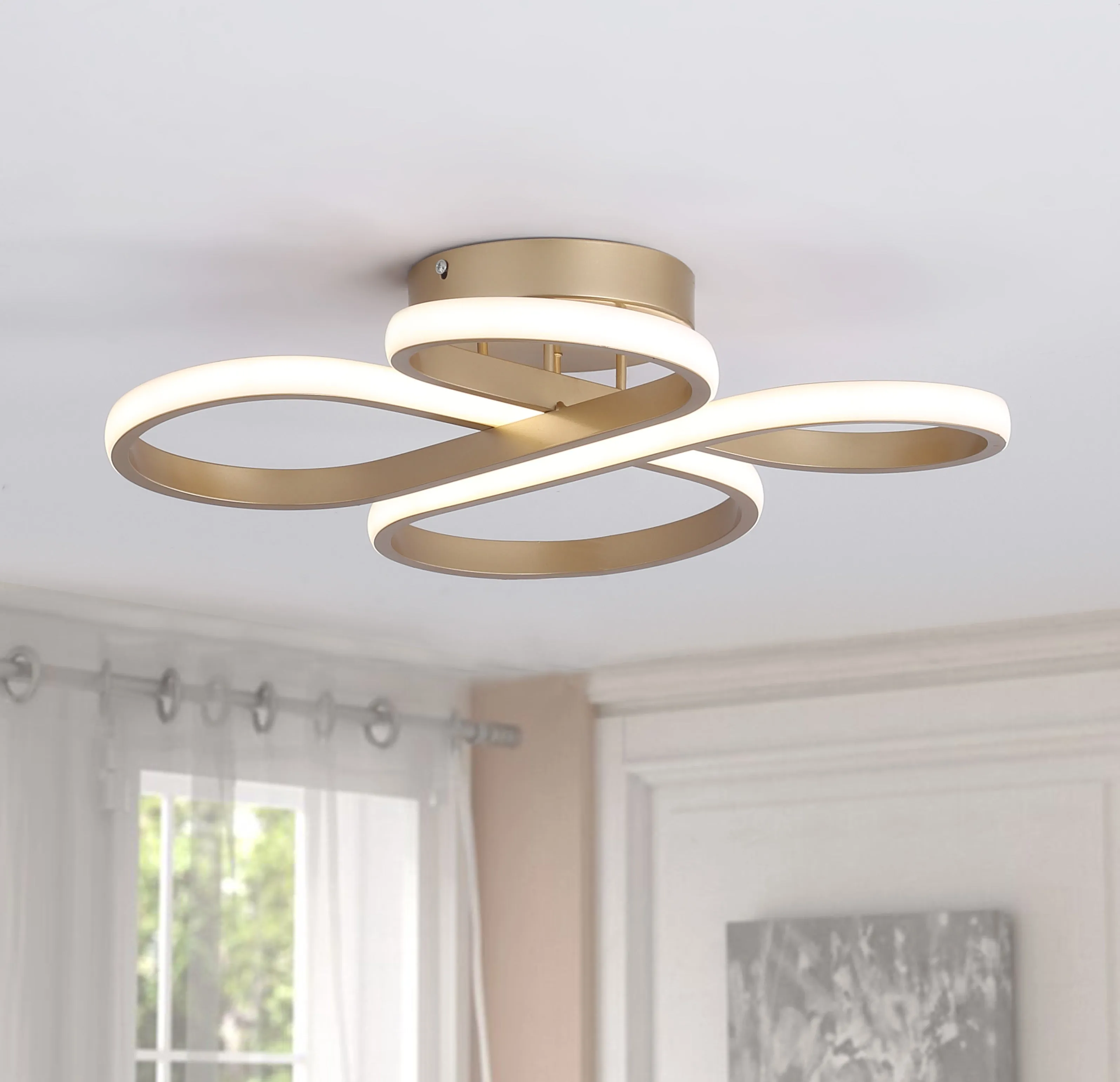 1-Light Concise LED Semi-Flush Mount Lighting