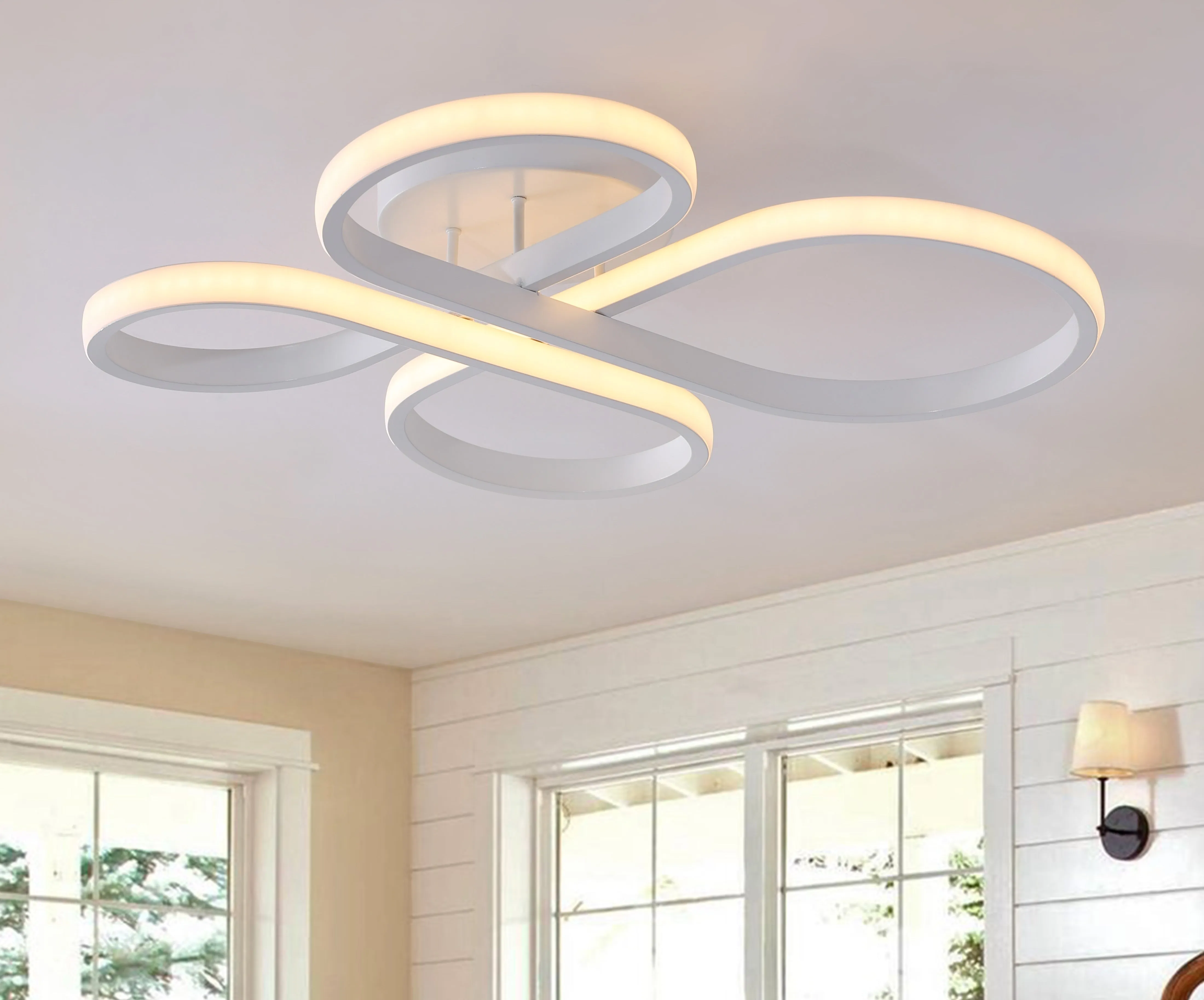 1-Light Concise LED Semi-Flush Mount Lighting