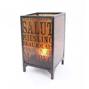 10.25" x 10.25" x 18" Brown, Vintage, Letter Pattern - Candle Holder
