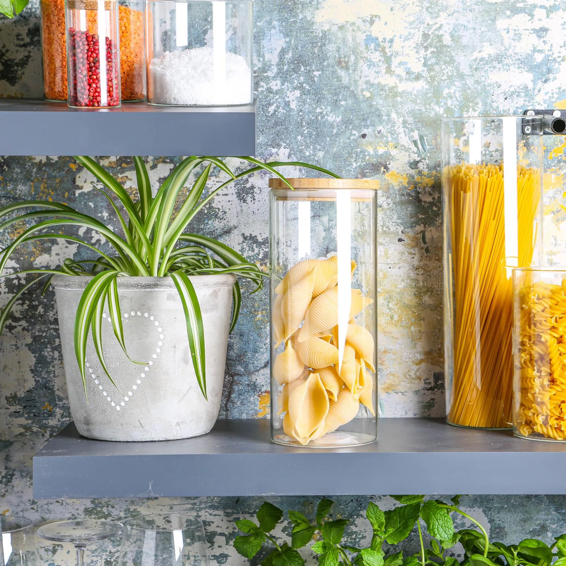 1.5L Scandi Storage Jars with Carved Wooden Lids - Pack of Three - By Argon Tableware