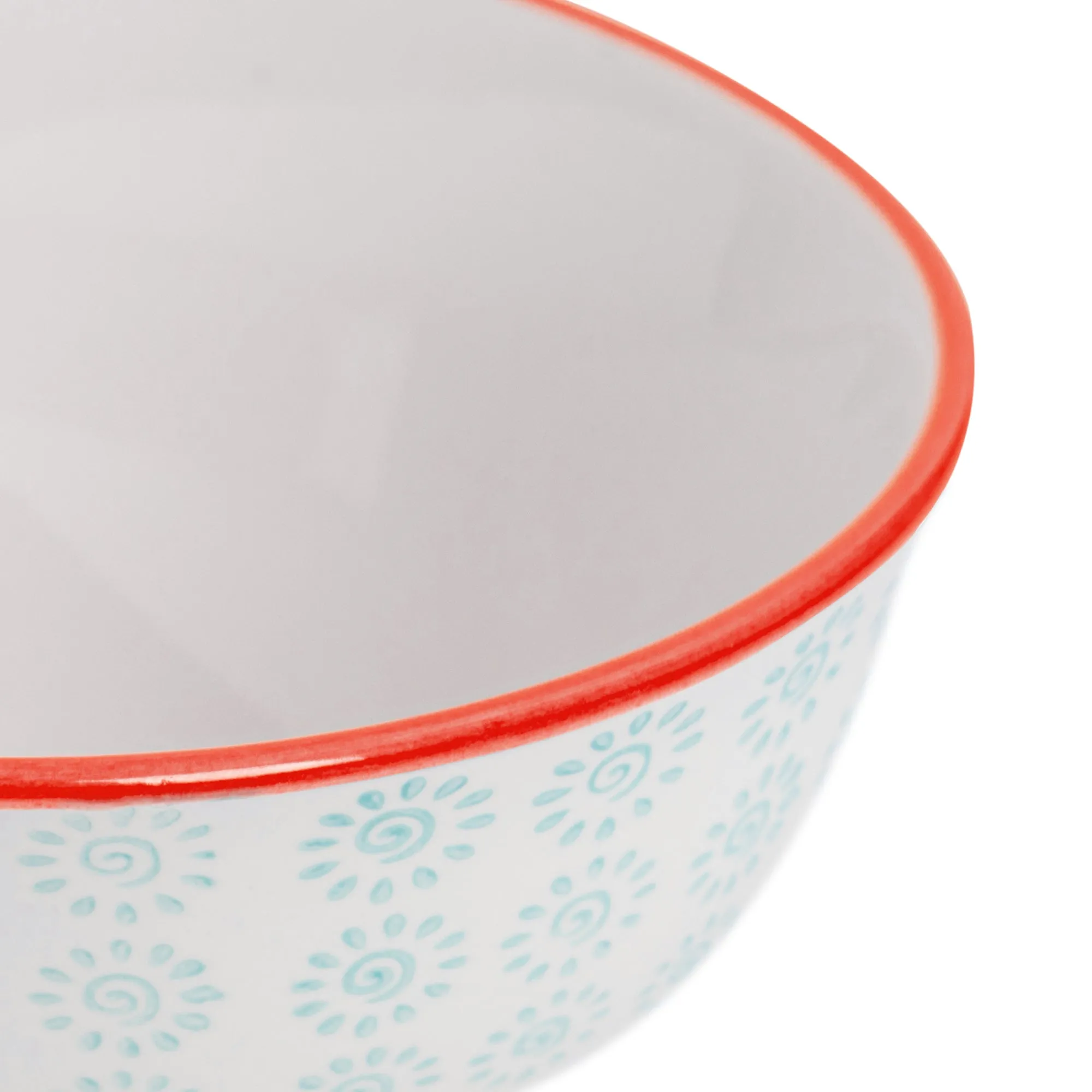 16cm Hand Printed China Cereal Bowls - Pack of Six - By Nicola Spring