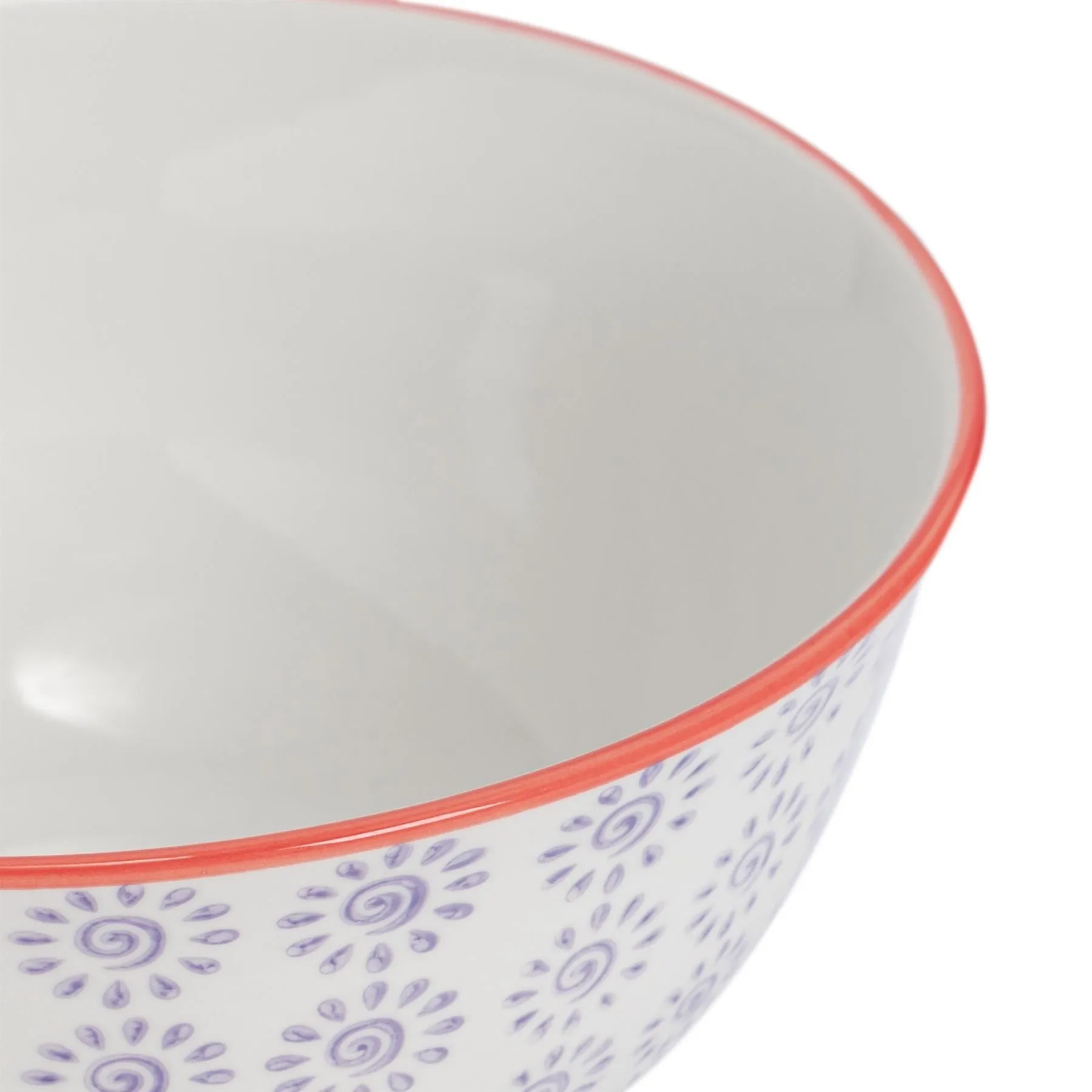 16cm Hand Printed China Cereal Bowls - Pack of Six - By Nicola Spring