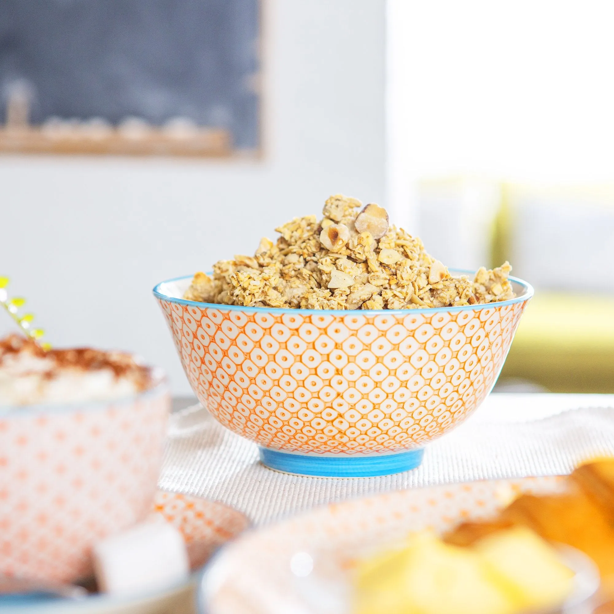 16cm Hand Printed China Cereal Bowls - Pack of Six - By Nicola Spring