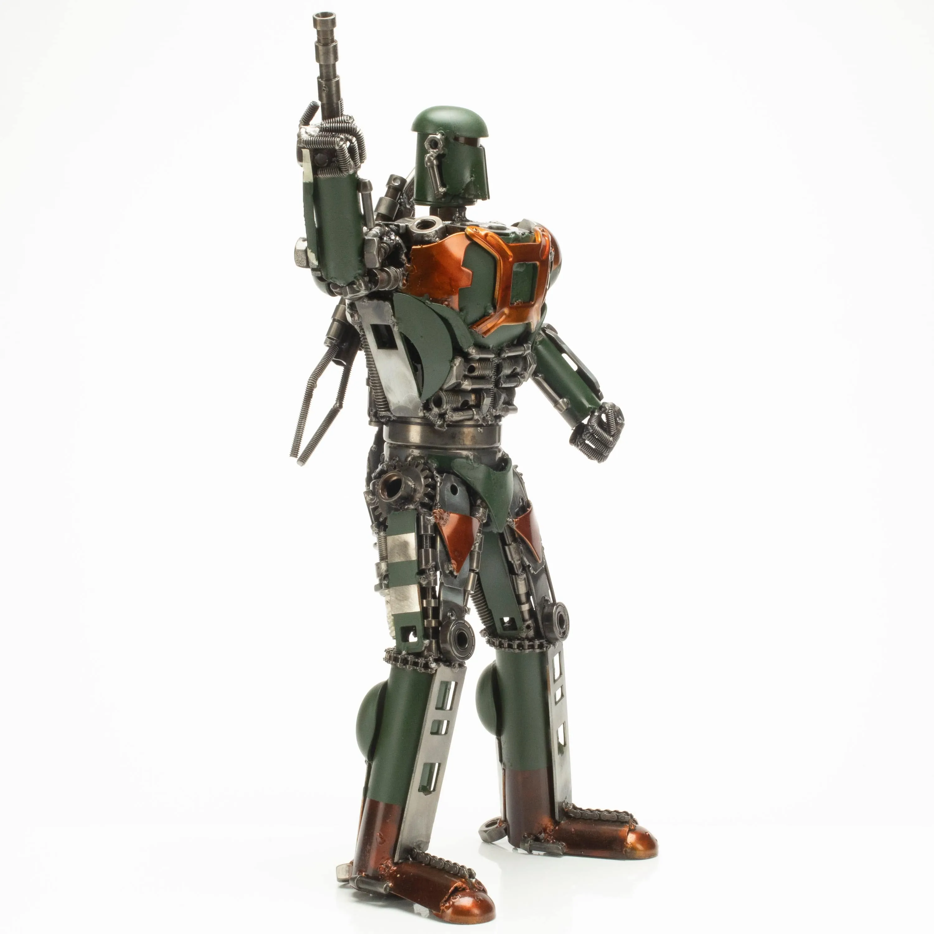 20 Boba Fett with Blaster Inspired Recycled Metal Art Sculpture