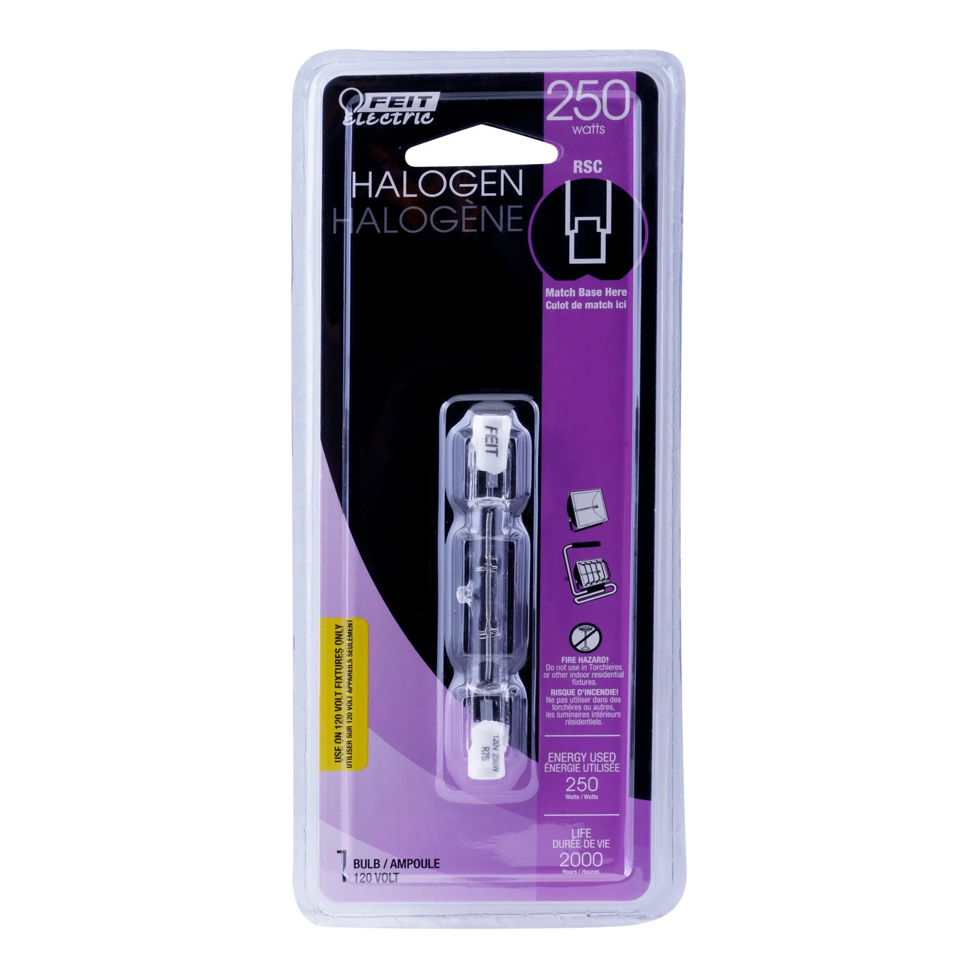 250W Warm White (3000K) R7S Base Dimmable T3 Halogen Light Bulb