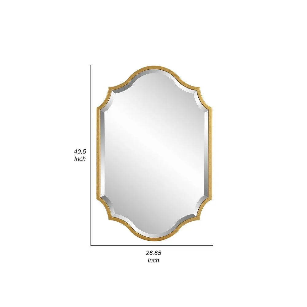 27 x 41 Modern Beveled Mirror in Classic Metal Frame, Gold Leaf Finish By Casagear Home