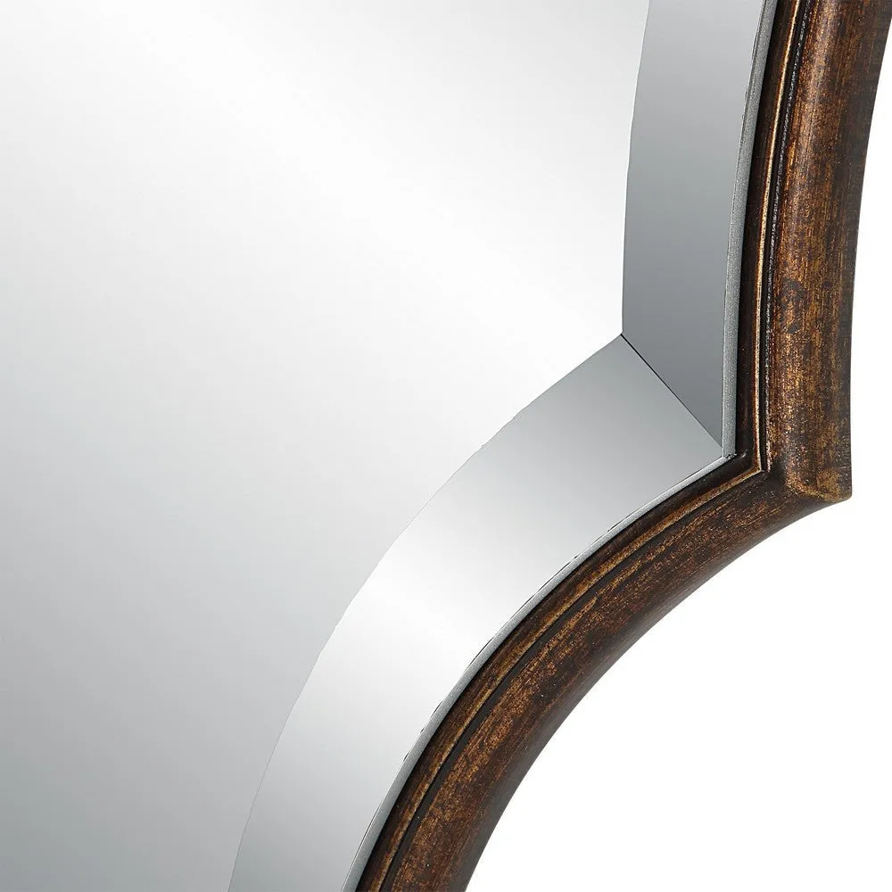 28 x 42 Modern Round Accent Mirror with Curved Edges, Bronze, Gold Finish By Casagear Home
