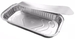 3 lb. Oblong Entrée Take-Out Foil Pan w/Board Lid Combo Pack 100/CS