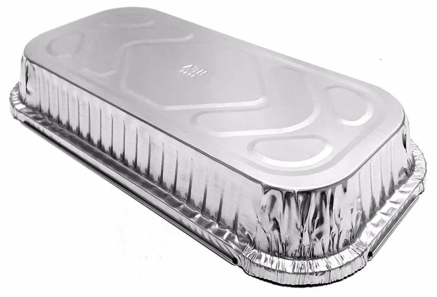 3 lb. Oblong Entrée Take-Out Foil Pan w/Board Lid Combo Pack 100/CS