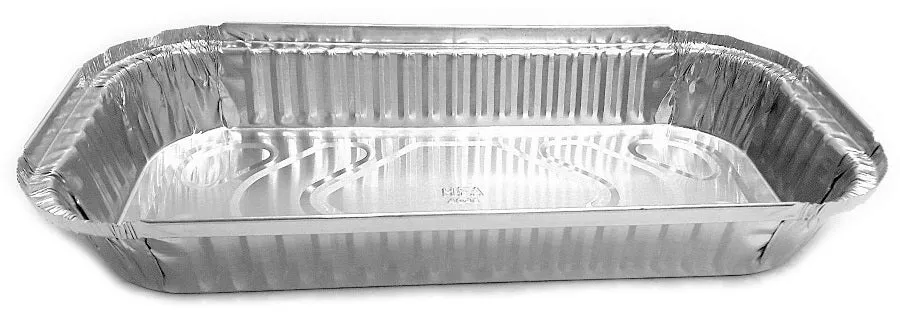 3 lb. Oblong Entrée Take-Out Foil Pan w/Board Lid Combo Pack 100/CS