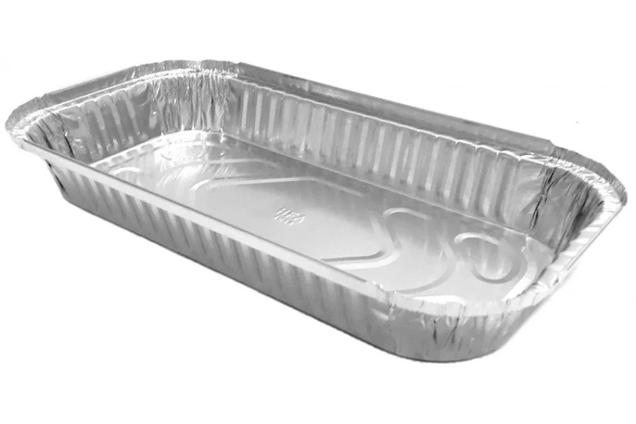 3 lb. Oblong Entrée Take-Out Foil Pan w/Board Lid Combo Pack 100/CS