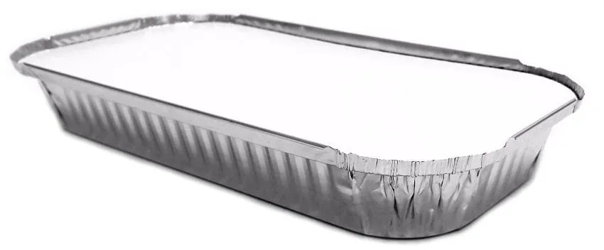 3 lb. Oblong Entrée Take-Out Foil Pan w/Board Lid Combo Pack 100/CS