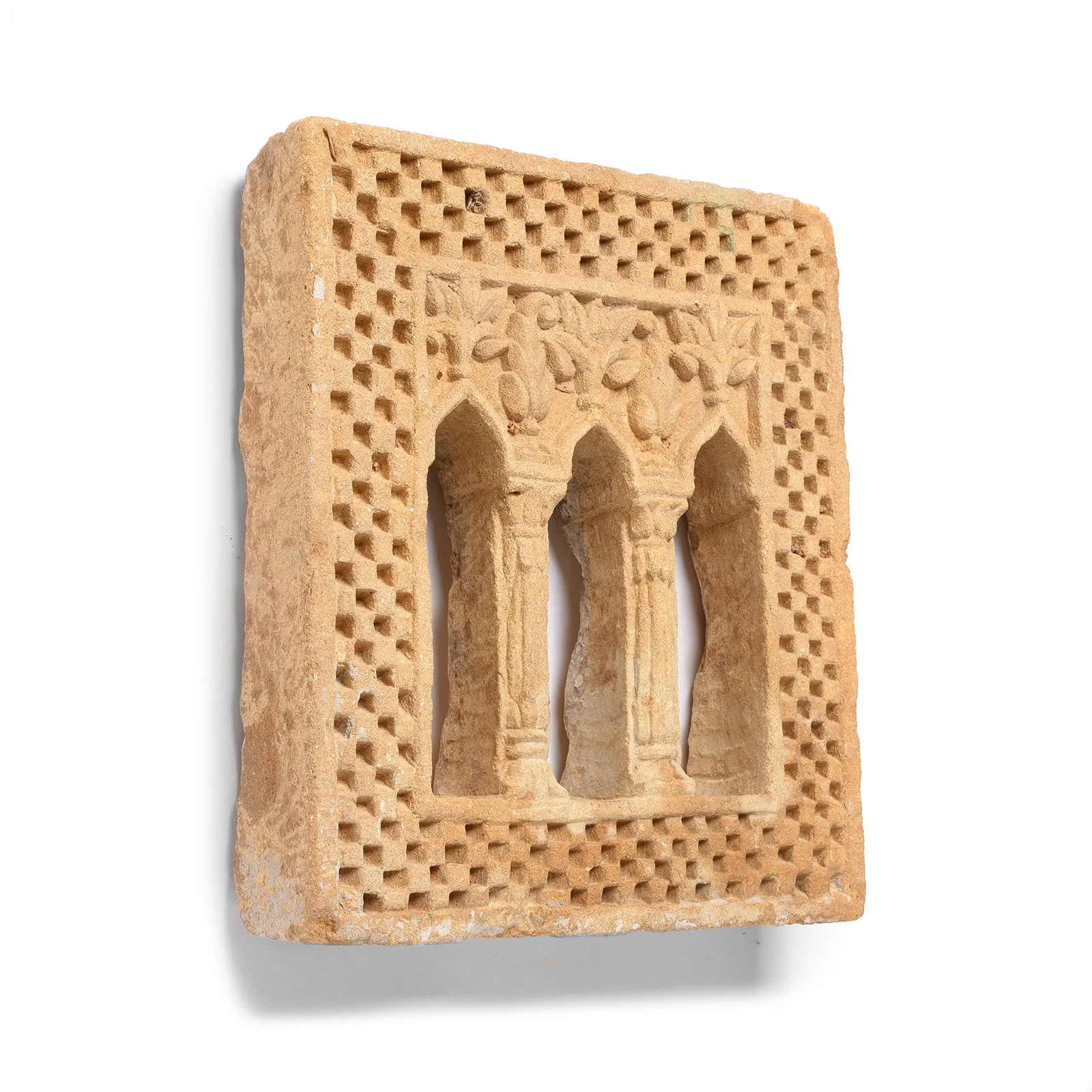 3 Way Stone Lamp Niche From Jaisalmer - 19th Century