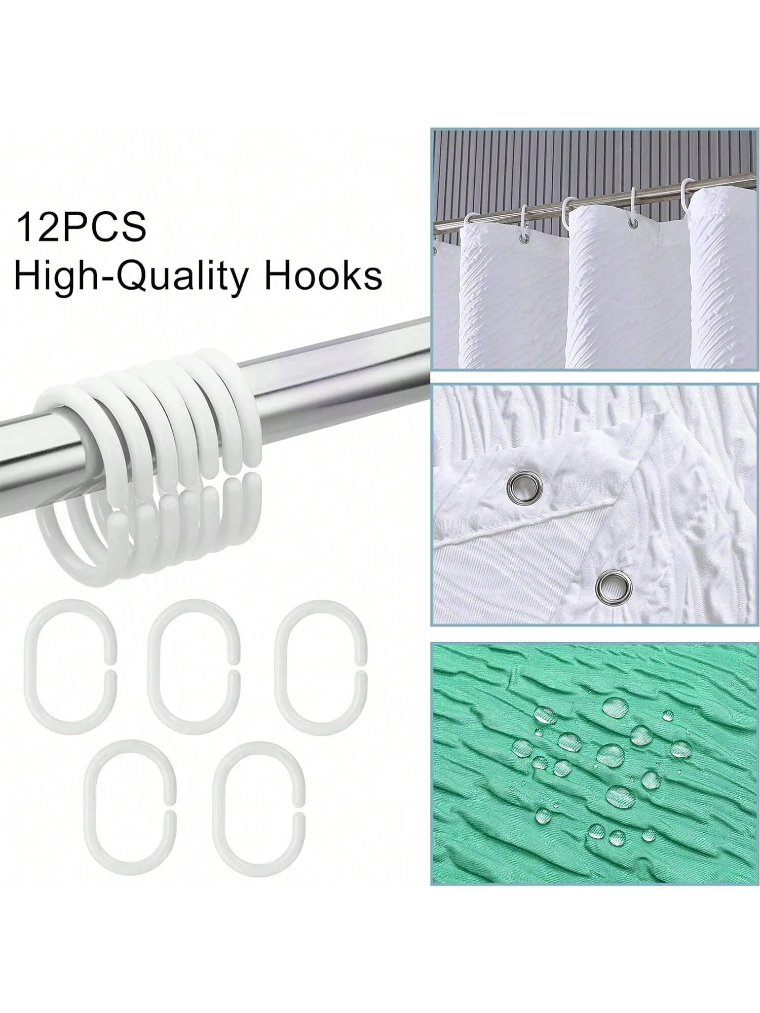 3D Embossed Gradient Fabric Shower Curtain - Waterproof Bathroom Accessories for Home Décor