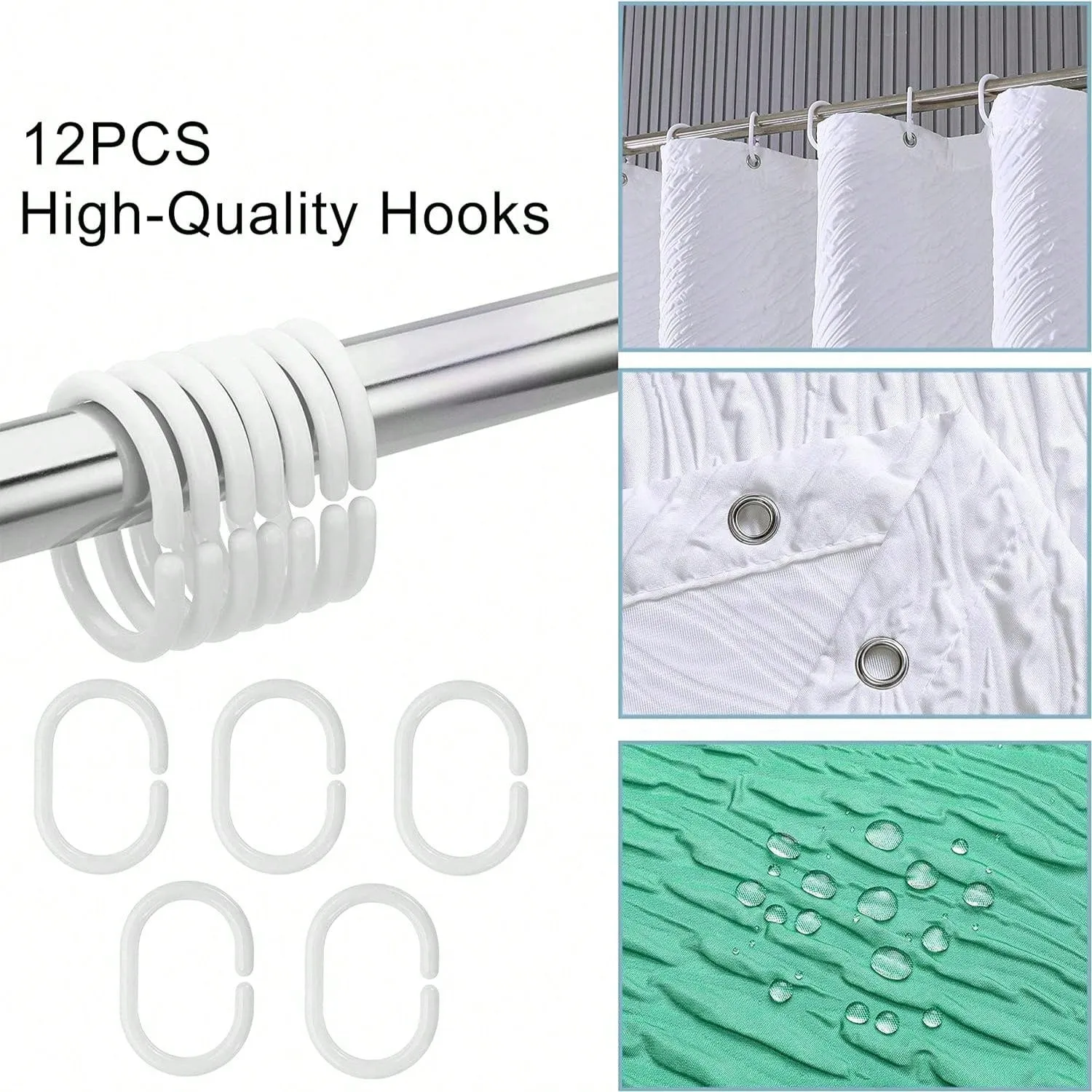 3D Embossed Gradient Fabric Shower Curtain - Waterproof Bathroom Accessories for Home Décor