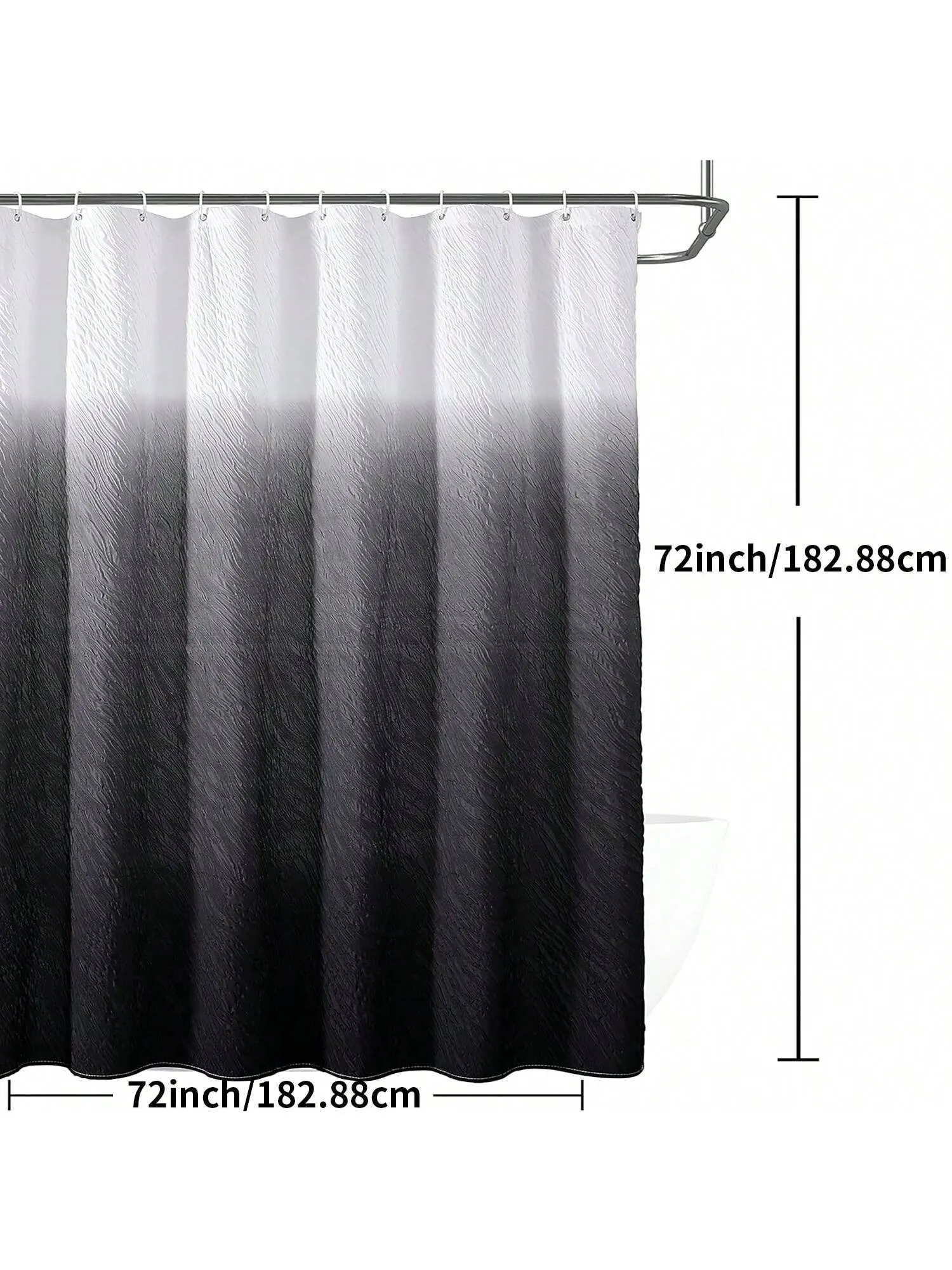 3D Embossed Gradient Fabric Shower Curtain - Waterproof Bathroom Accessories for Home Décor
