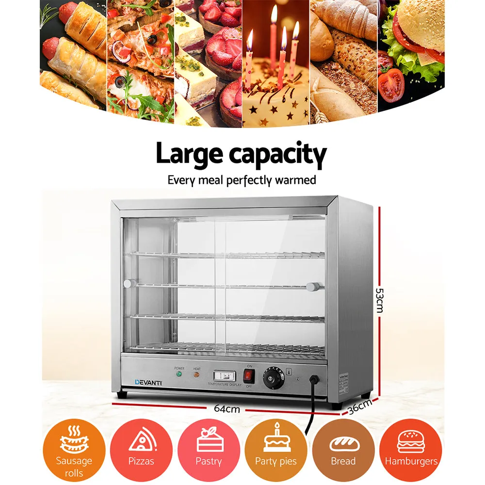 4-Tier 64cm Food Warmer Display Cabinet, Stainless Steel - Devanti