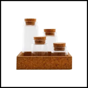 4 x Glass Jars Cork Lid - Clear