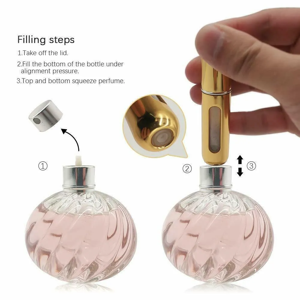 5ml Perfume Atomizer Portable Liquid Container For Cosmetics Mini Aluminum Spray Alcochol Empty Bottle Refillable For Traveling 4Pcs 5ml Mini Refillable Travel Portable Perfume Atomizer Pumpn Case