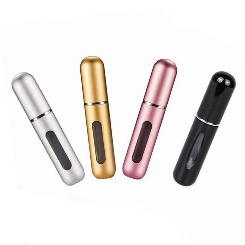 5ml Perfume Atomizer Portable Liquid Container For Cosmetics Mini Aluminum Spray Alcochol Empty Bottle Refillable For Traveling 4Pcs 5ml Mini Refillable Travel Portable Perfume Atomizer Pumpn Case