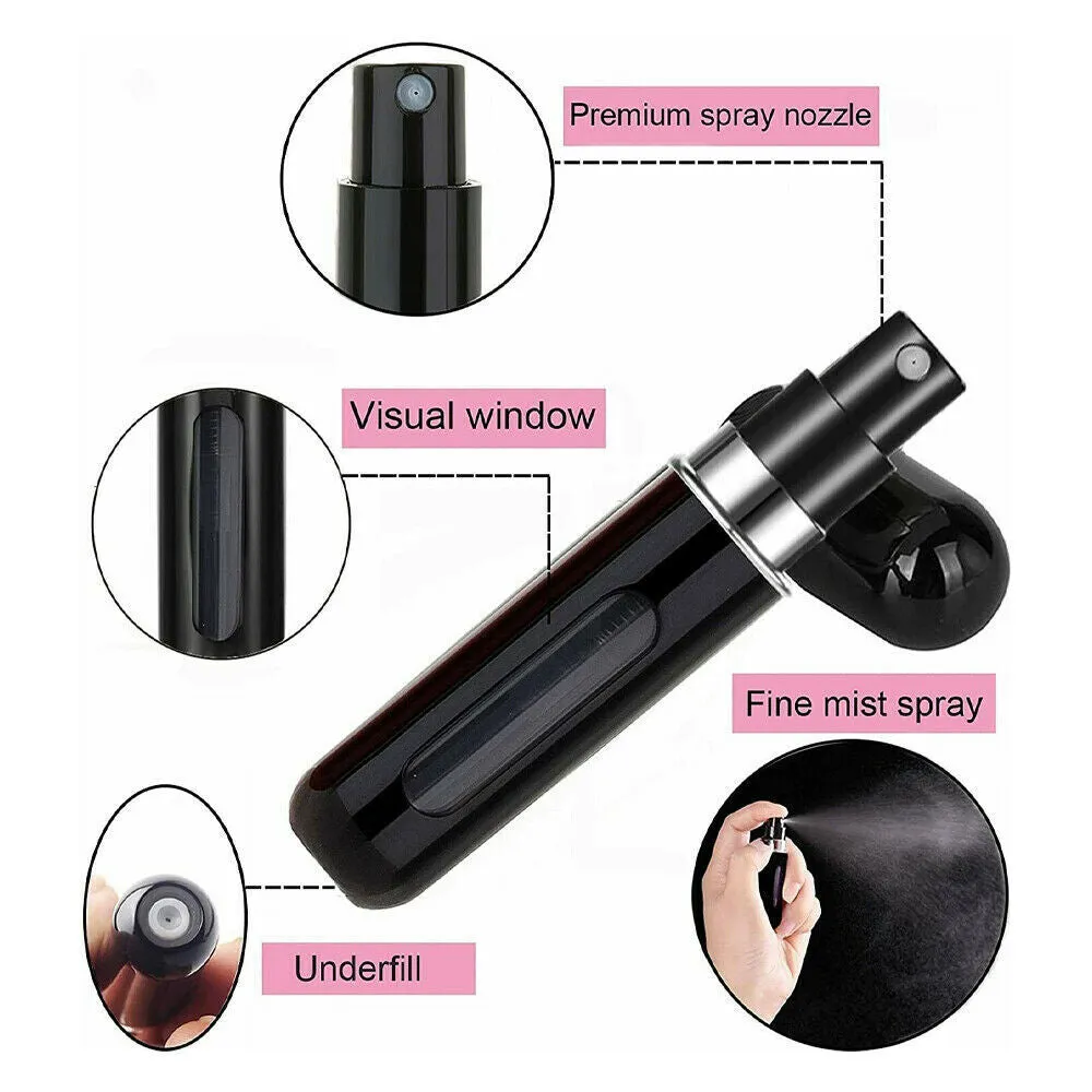 5ml Perfume Atomizer Portable Liquid Container For Cosmetics Mini Aluminum Spray Alcochol Empty Bottle Refillable For Traveling 4Pcs 5ml Mini Refillable Travel Portable Perfume Atomizer Pumpn Case