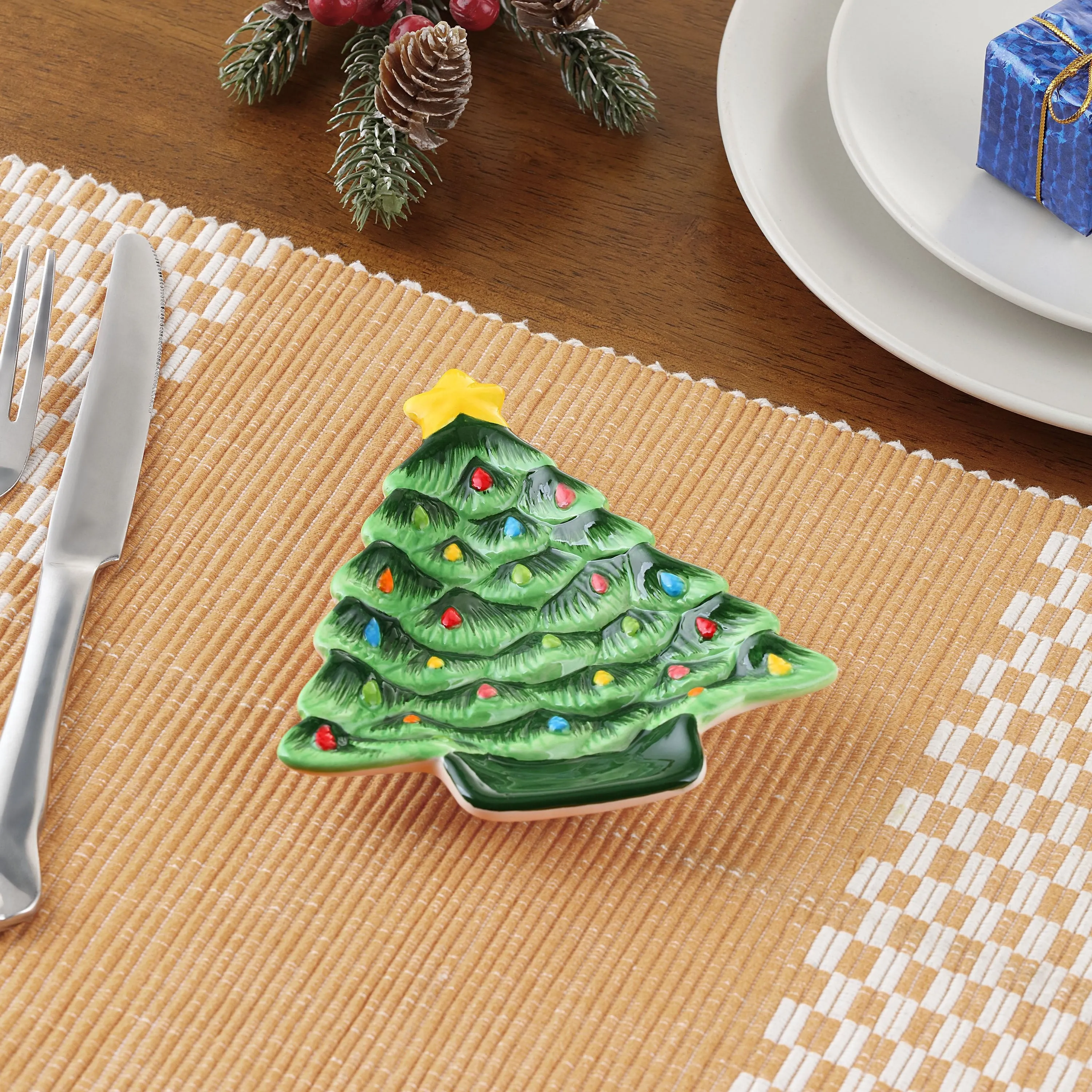 6 in. Ceramic Ornament and Tree Trinket Tray Set