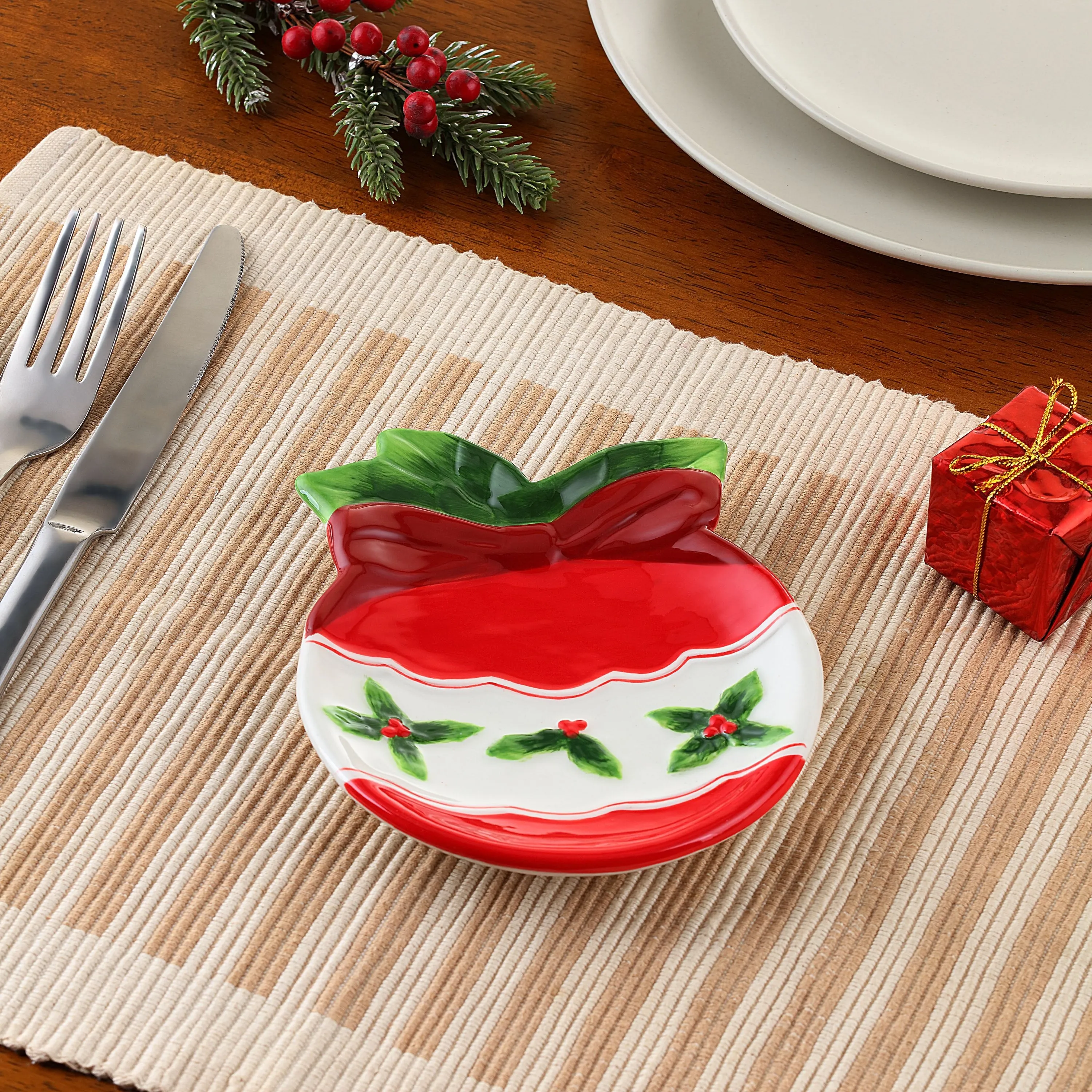 6 in. Ceramic Ornament and Tree Trinket Tray Set