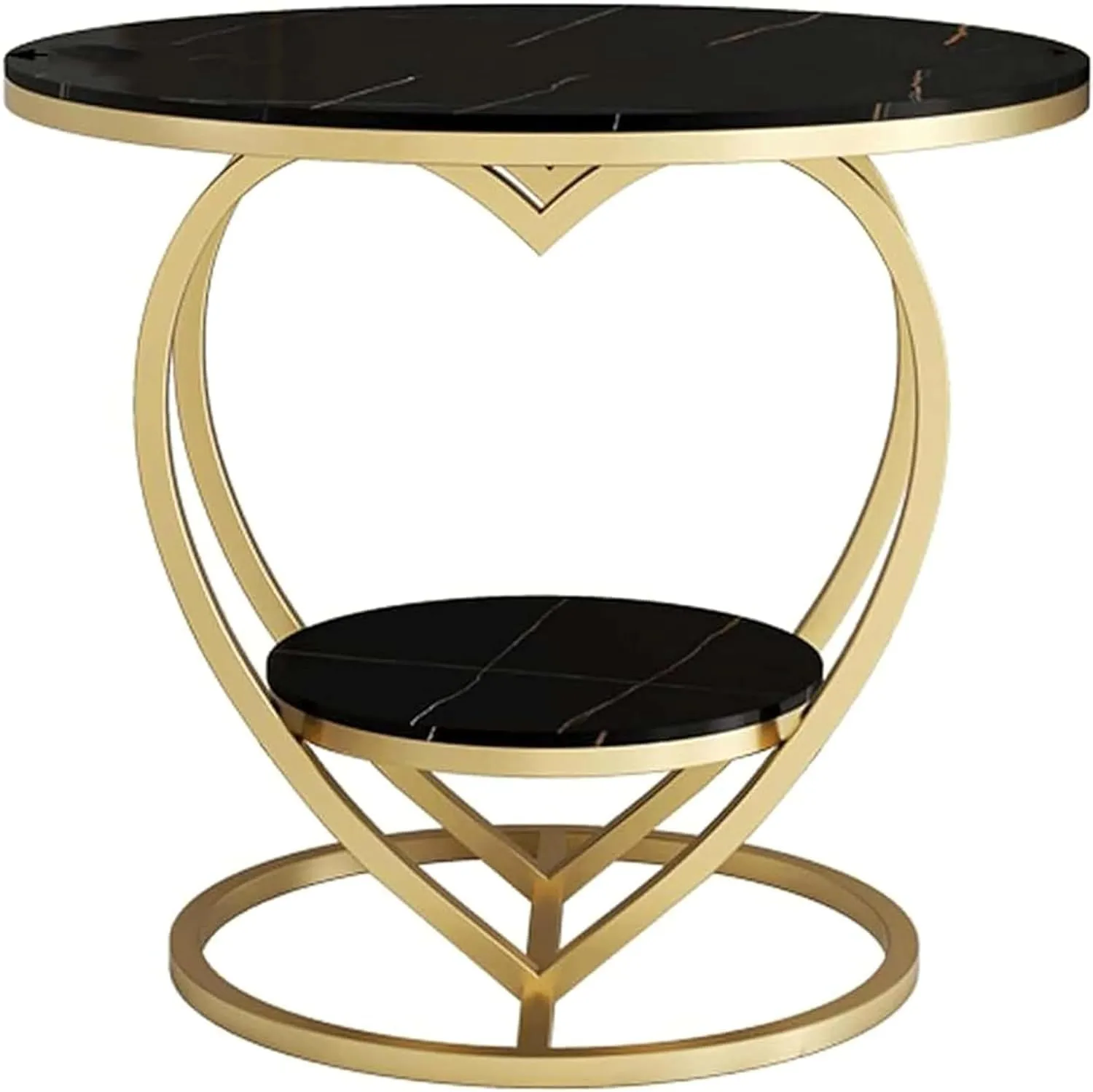 Abroshine Art Modern nightstand Ends, Love Ends Tables Tables for Coffee, Little Side Tables Corner Table, Round Table, Bedside Table, Sofa in The Living Room-Black Gold