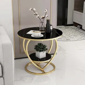 Abroshine Art Modern nightstand Ends, Love Ends Tables Tables for Coffee, Little Side Tables Corner Table, Round Table, Bedside Table, Sofa in The Living Room-Black Gold