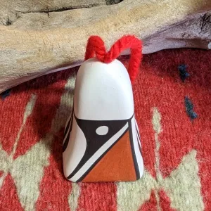 Acoma Pueblo Traditional Symbols Bell Ornament by Artist P. Jim MZ-0009