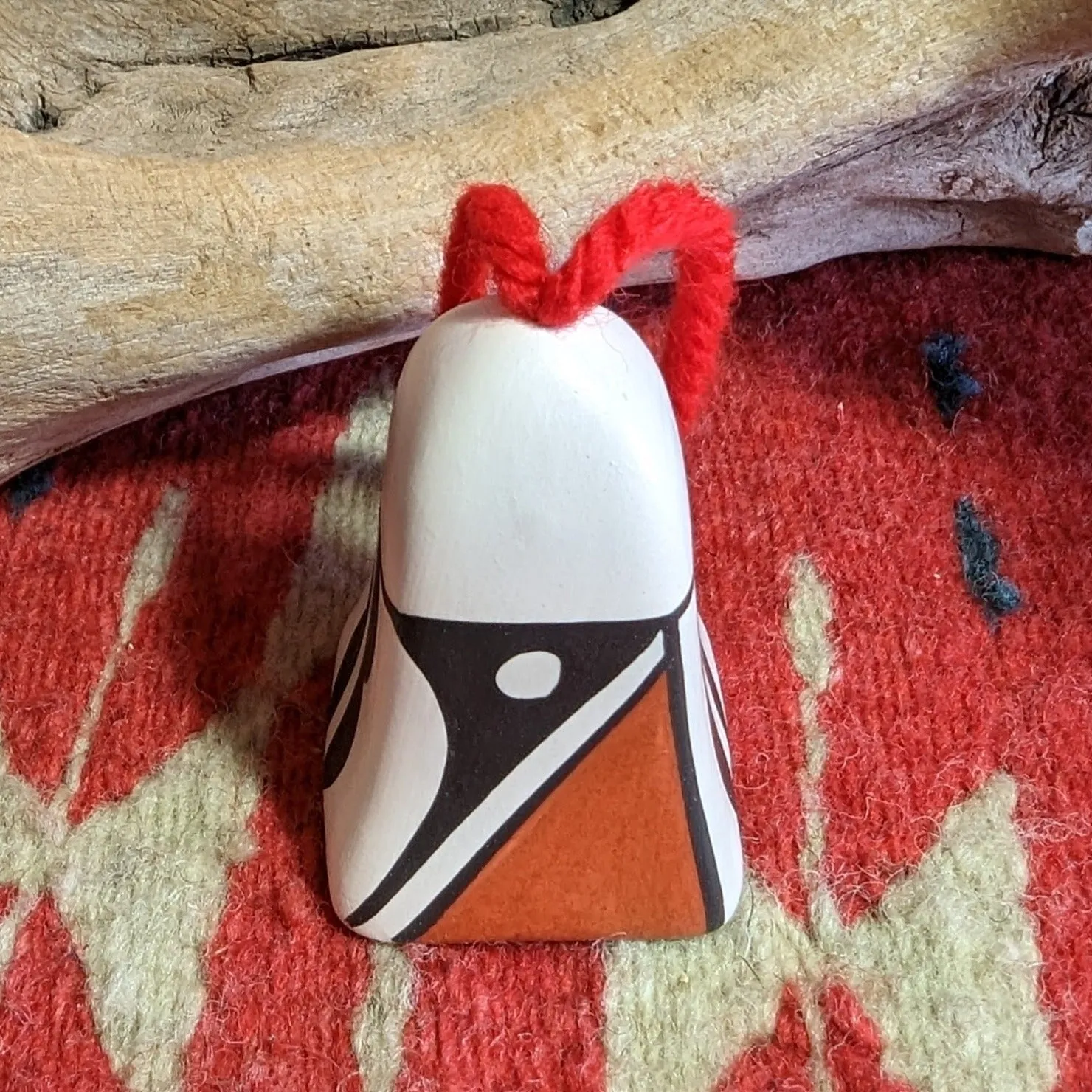 Acoma Pueblo Traditional Symbols Bell Ornament by Artist P. Jim MZ-0009