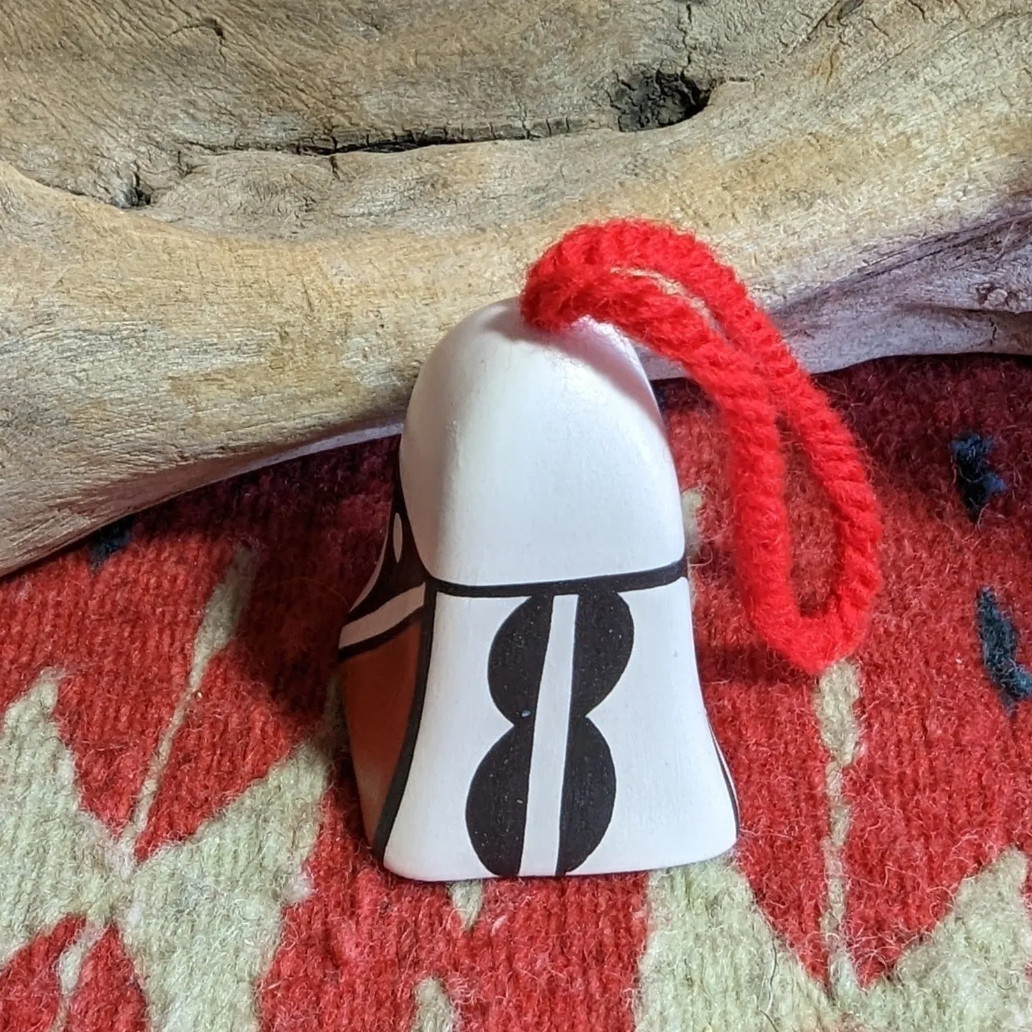 Acoma Pueblo Traditional Symbols Bell Ornament by Artist P. Jim MZ-0009