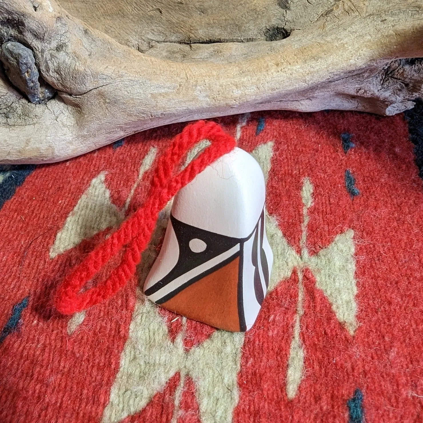 Acoma Pueblo Traditional Symbols Bell Ornament by Artist P. Jim MZ-0009