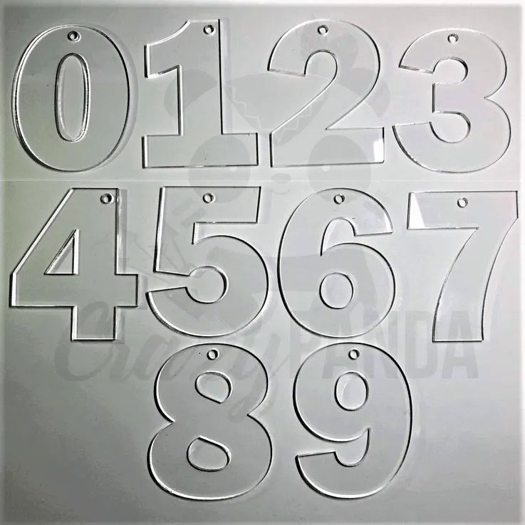 Acrylic Blank Clear Individual Numbers (60-100mm)