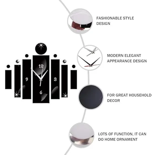 Acrylic Reverse Frameless Creative Wall Clock Design for Living Room, Bedroom Wall, Home and Office