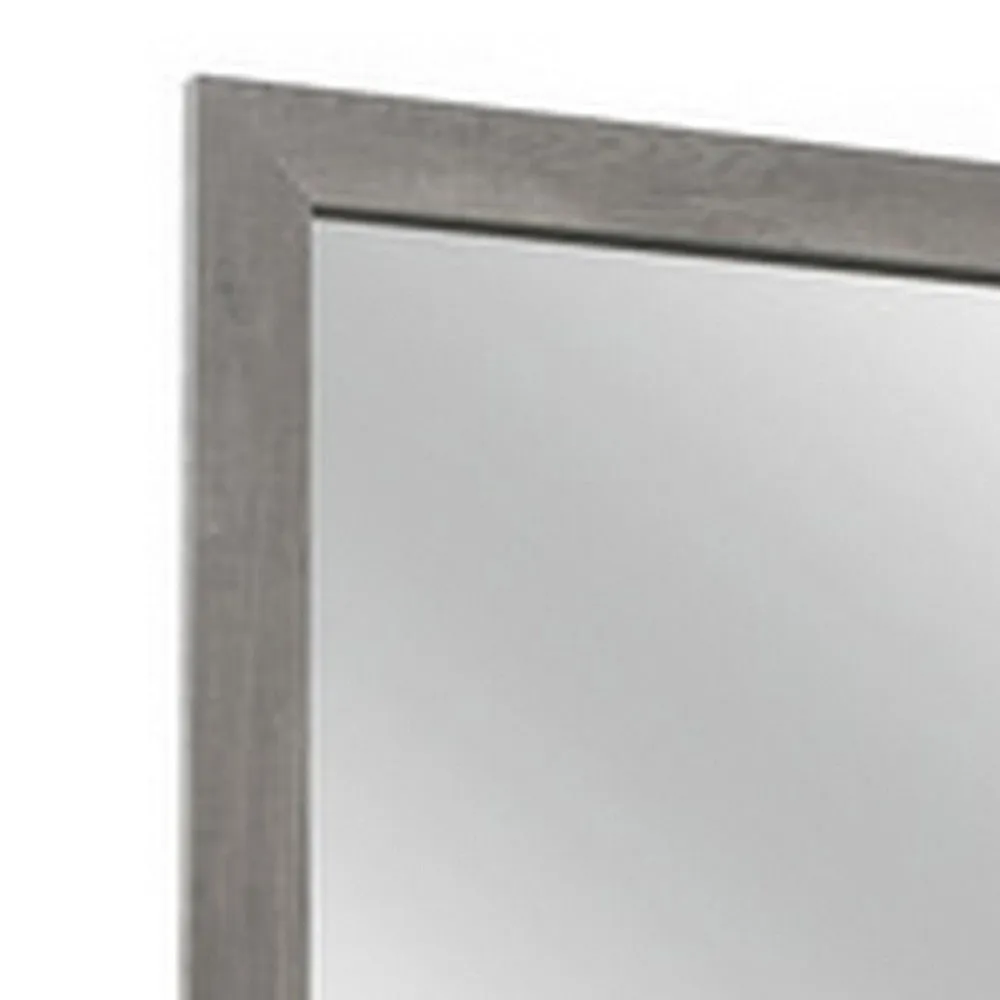 Adia 40 Inch Modern Accent Mirror, Sleek Textured Frame, Rustic Gray Veneer By Casagear Home