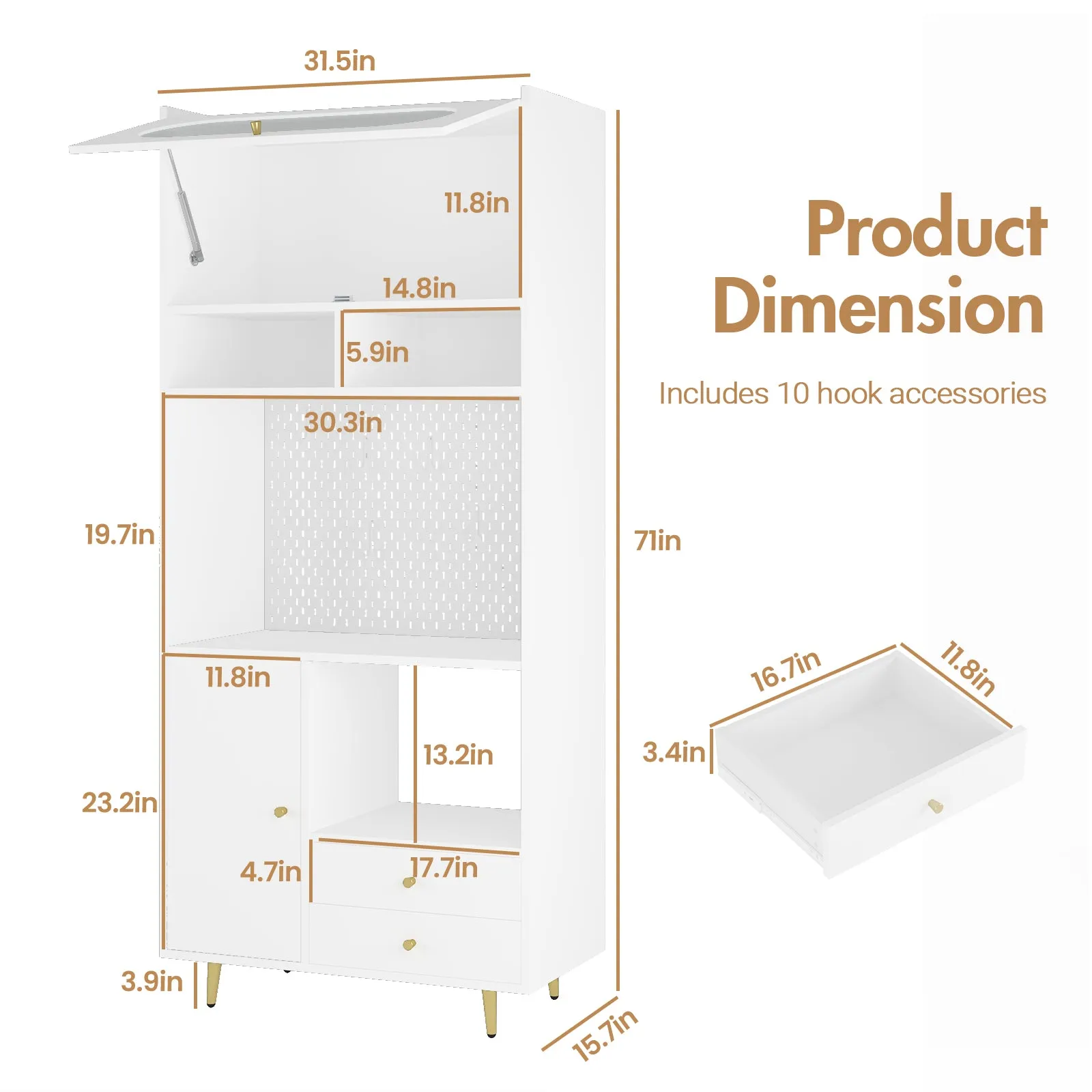 Advwin 70.8" Kitchen Pantry Storage Cabinet