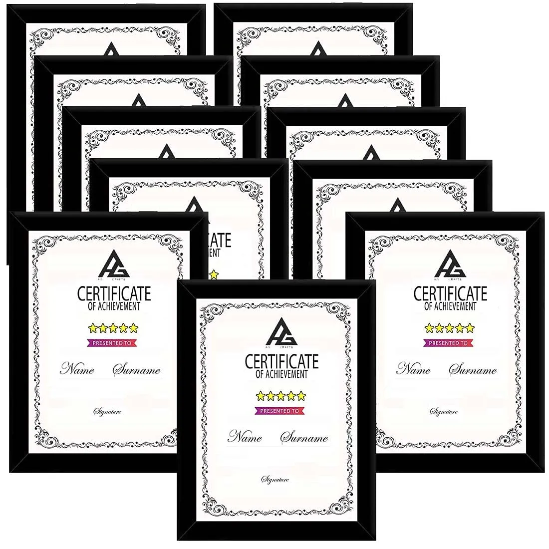 AG CRAFTS A4 Size Photo Frame For Wall Black Picture Frame For Home and Office Decoration (Black-A4-11 Frame)