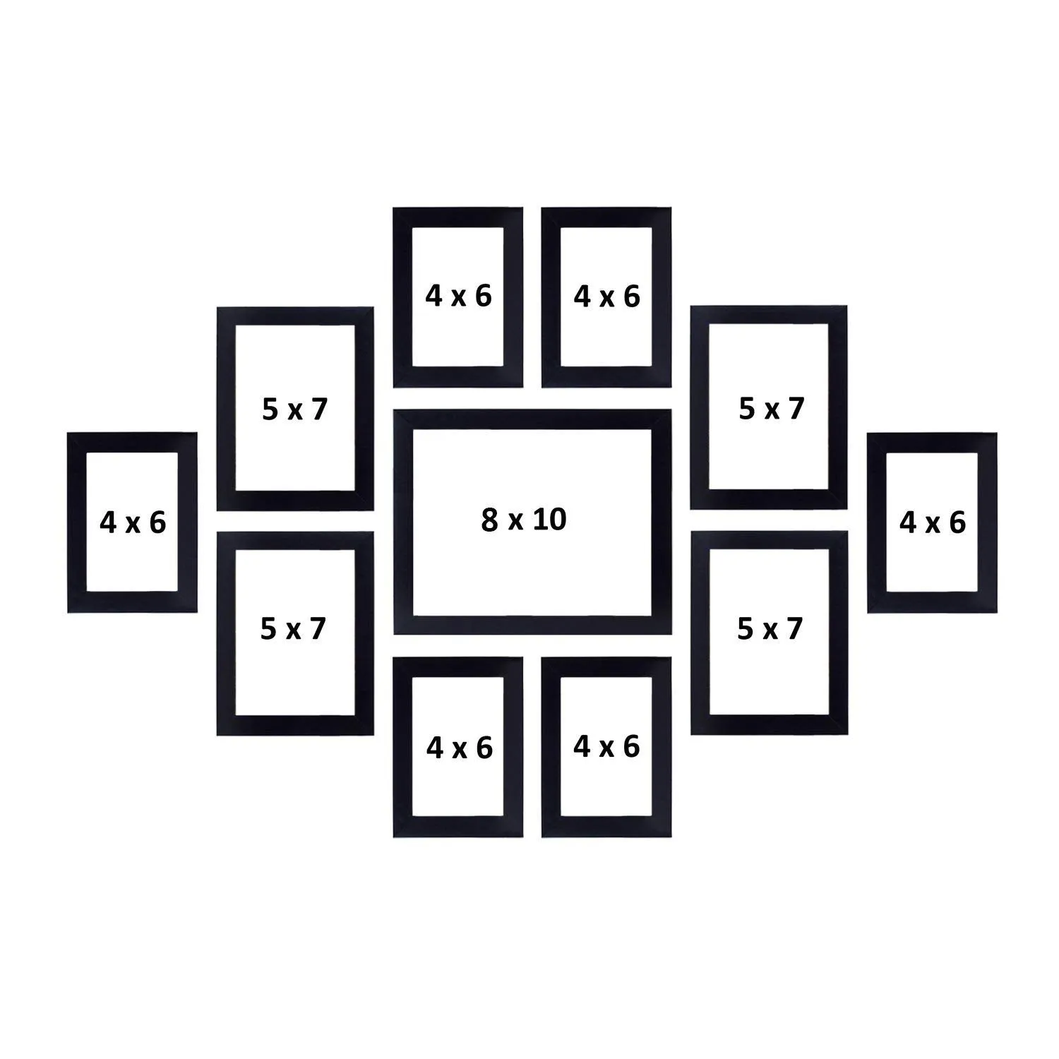 AG Crafts� Wall 11 Collage Photo Frames Black (Black), Glass, Rectangular