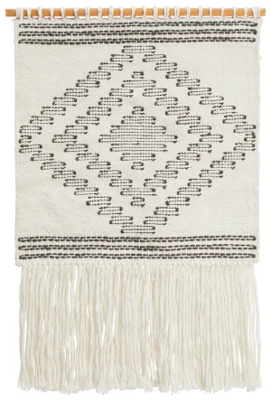 Aladdin Rugs NZ Home White Scandi Flatwoven Fringed Wall Hanging