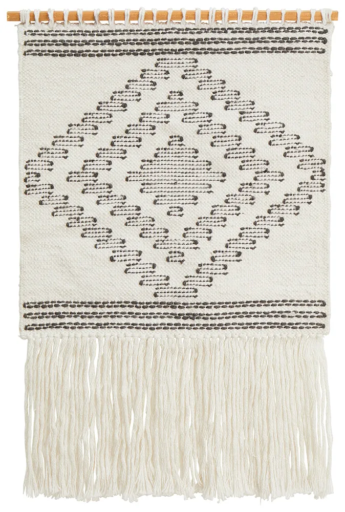 Aladdin Rugs NZ Home White Scandi Flatwoven Fringed Wall Hanging