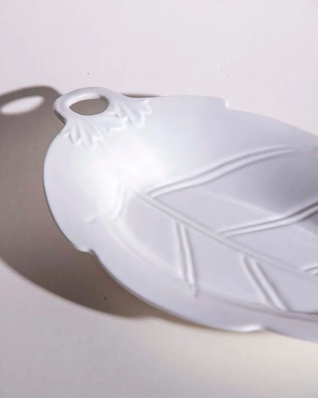 All White Embossed Leaf Serving Platter