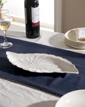 All White Embossed Serving Platter