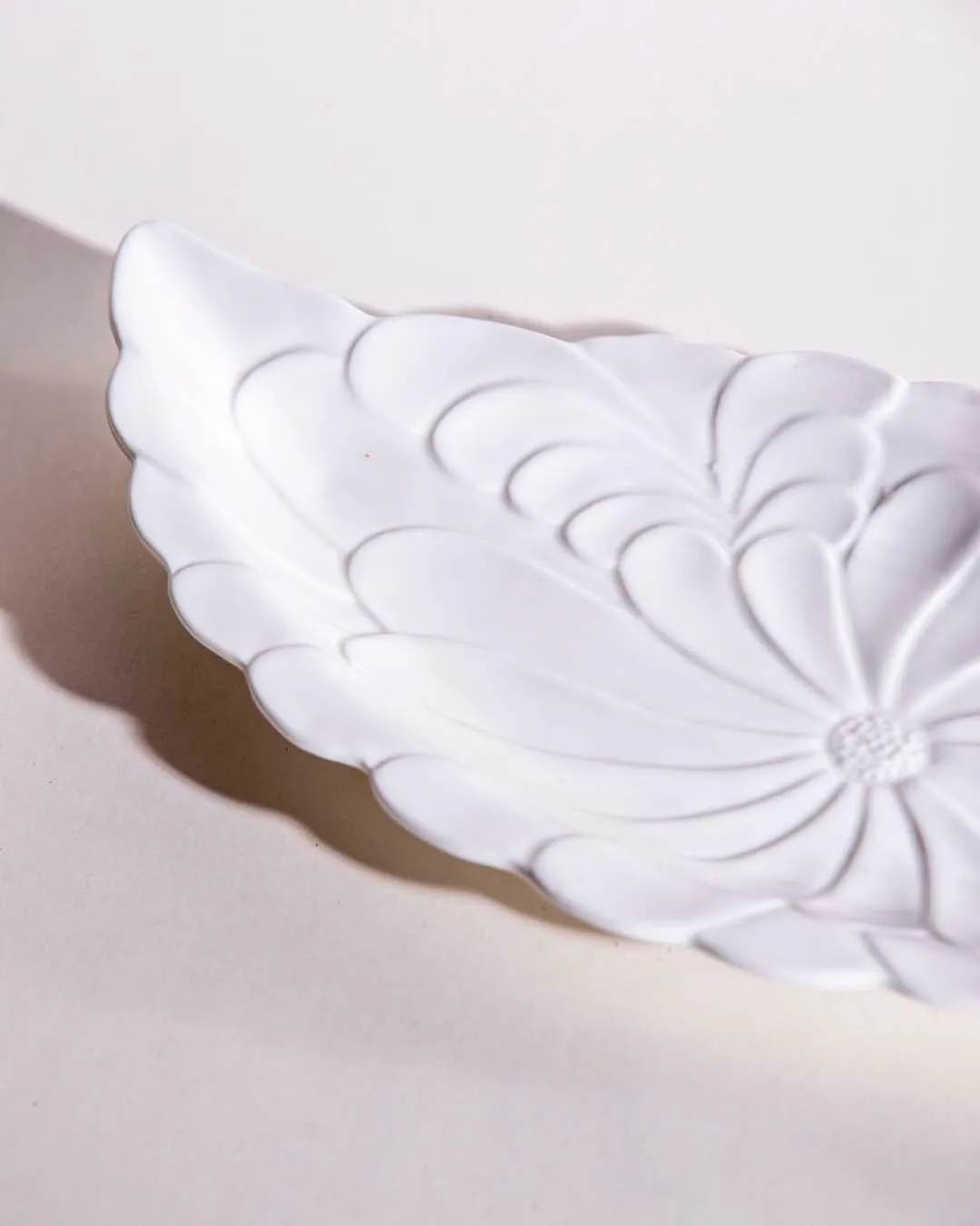 All White Embossed Serving Platter