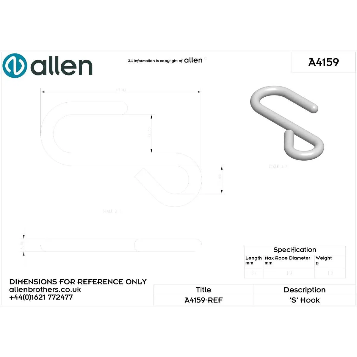 Allen Stainless Steel S Hook