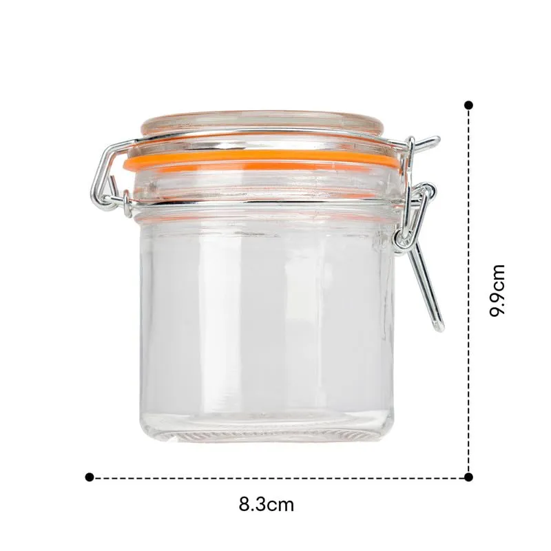 Anko 260ml Clip Lid Glass Jar|Ideal For Dry Foods, Pastas Or Biscuits| Perfect Storage Solution| Rounded Glass Jar With Wide Mouth Lid With Clip Fasteners|Bpa Free| 9.9cm H X 8.3cm Dia.|Set Of 4