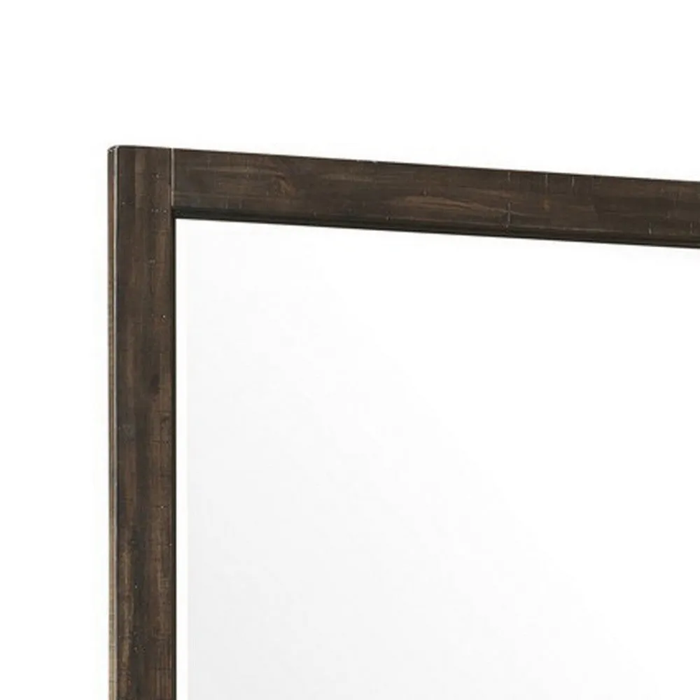 Annu 43 x 43 Dresser Mirror, Transitional, Square Walnut Brown Wood Frame By Casagear Home