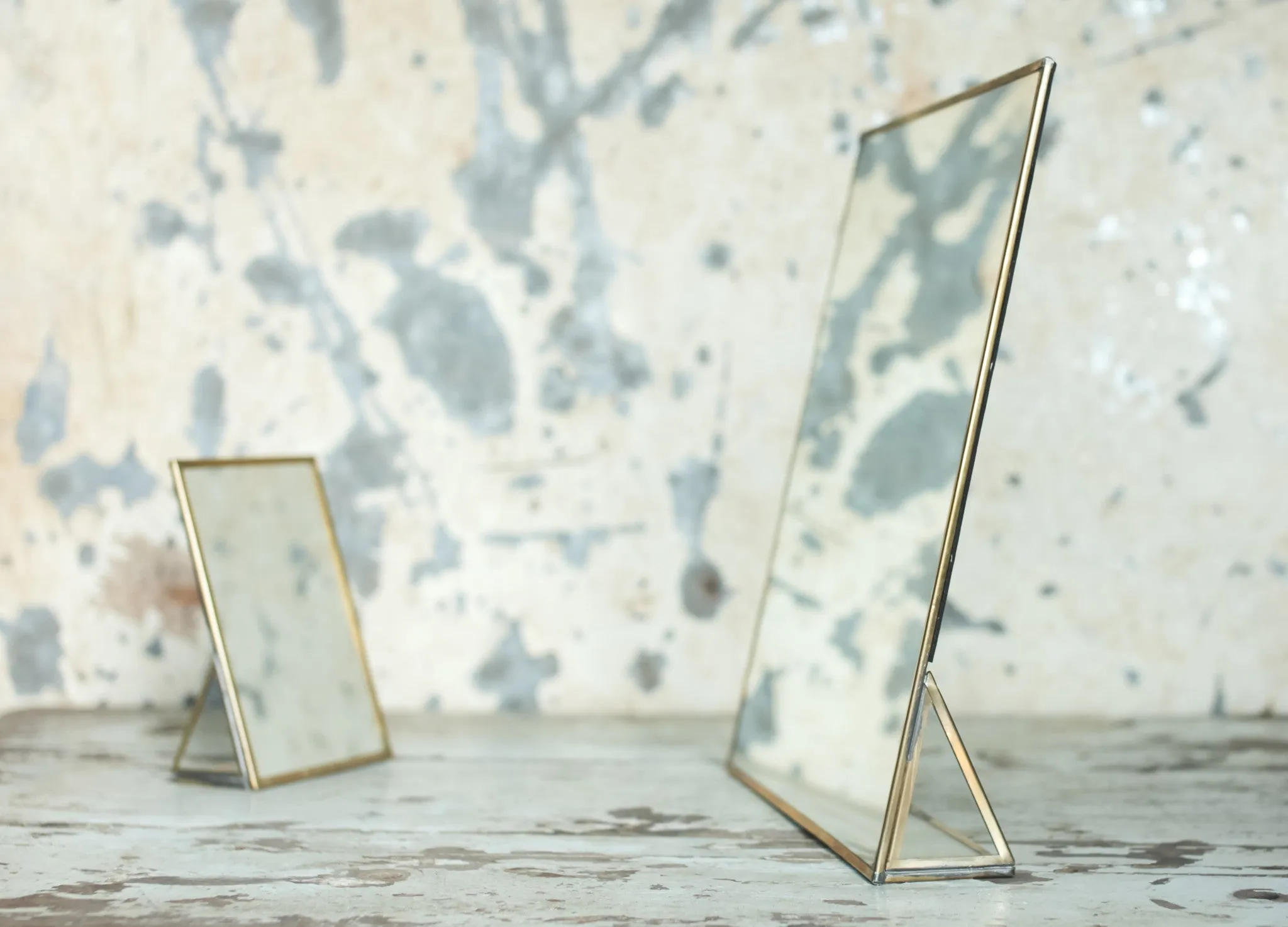 Antique Brass Framed Mirror - Standing - Two Sizes