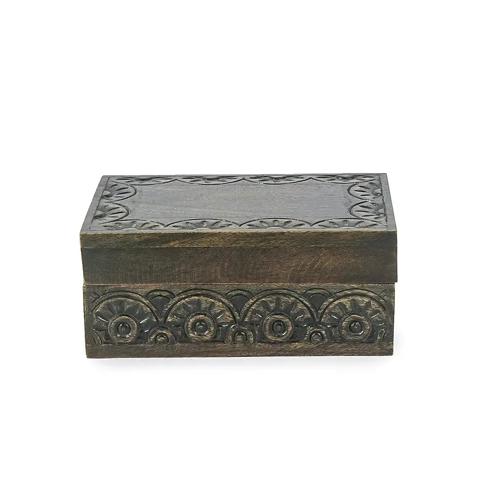 Antique Wooden Hand Carved Trinket Box